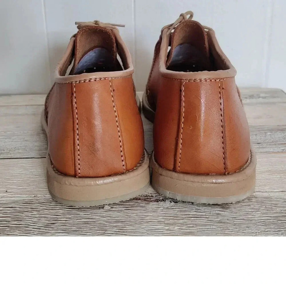 Genuine Leather Flat Skull Shoes Lace Up Tan Oxford Casual Mexican Size 8M - Picture 3 of 7